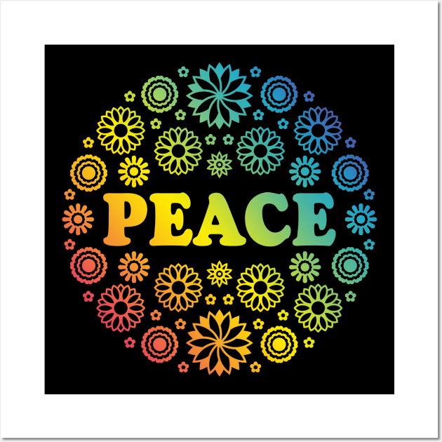 Peace Flowers Rainbow Wall Art by MrFaulbaum